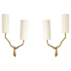 1960 Pareja de apliques de bronce de Félix Agostini para Maison Arlus