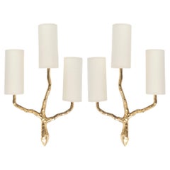 1960 Pareja de apliques de bronce de Félix Agostini para Maison Arlus