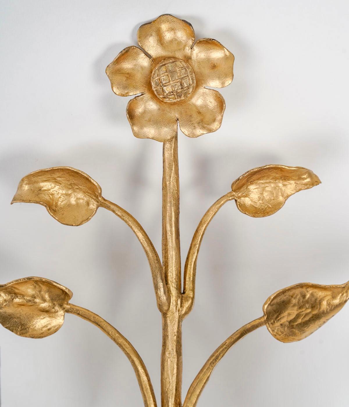 French 1960 Pair of bronze wall lights Maison Baguès For Sale