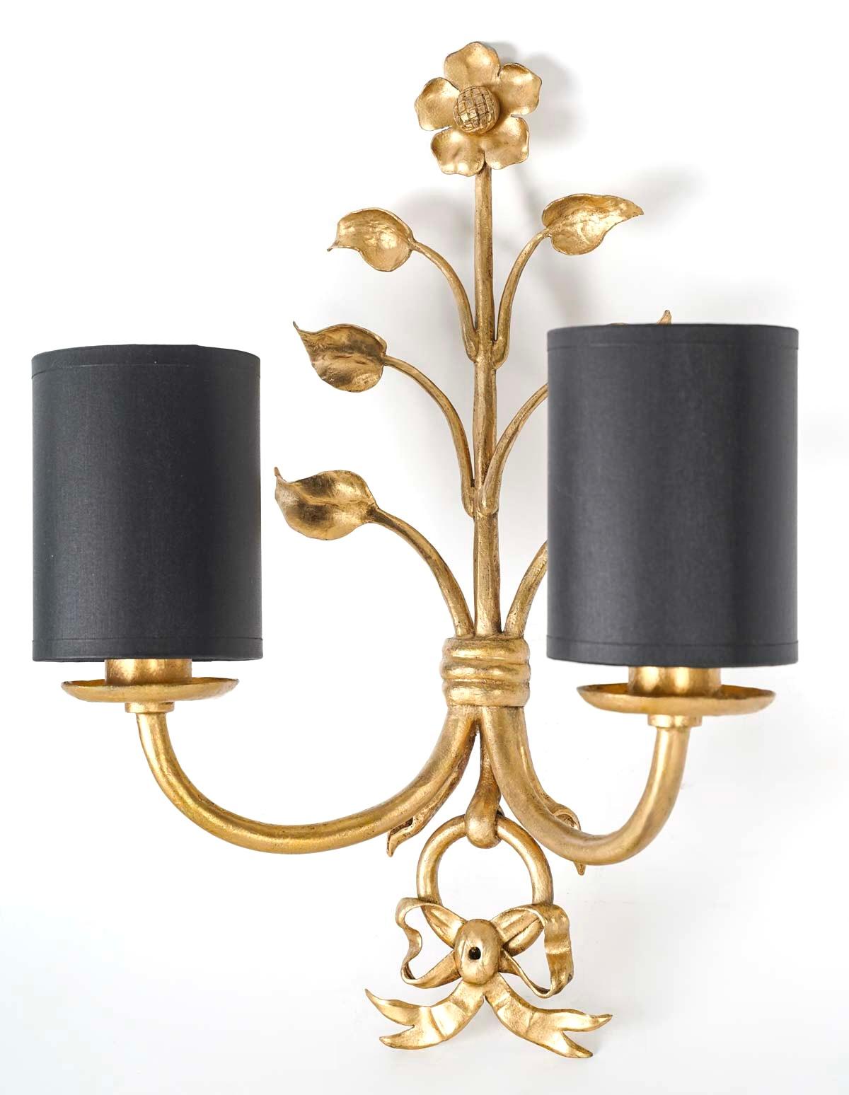 Bronze 1960 Pair of bronze wall lights Maison Baguès For Sale