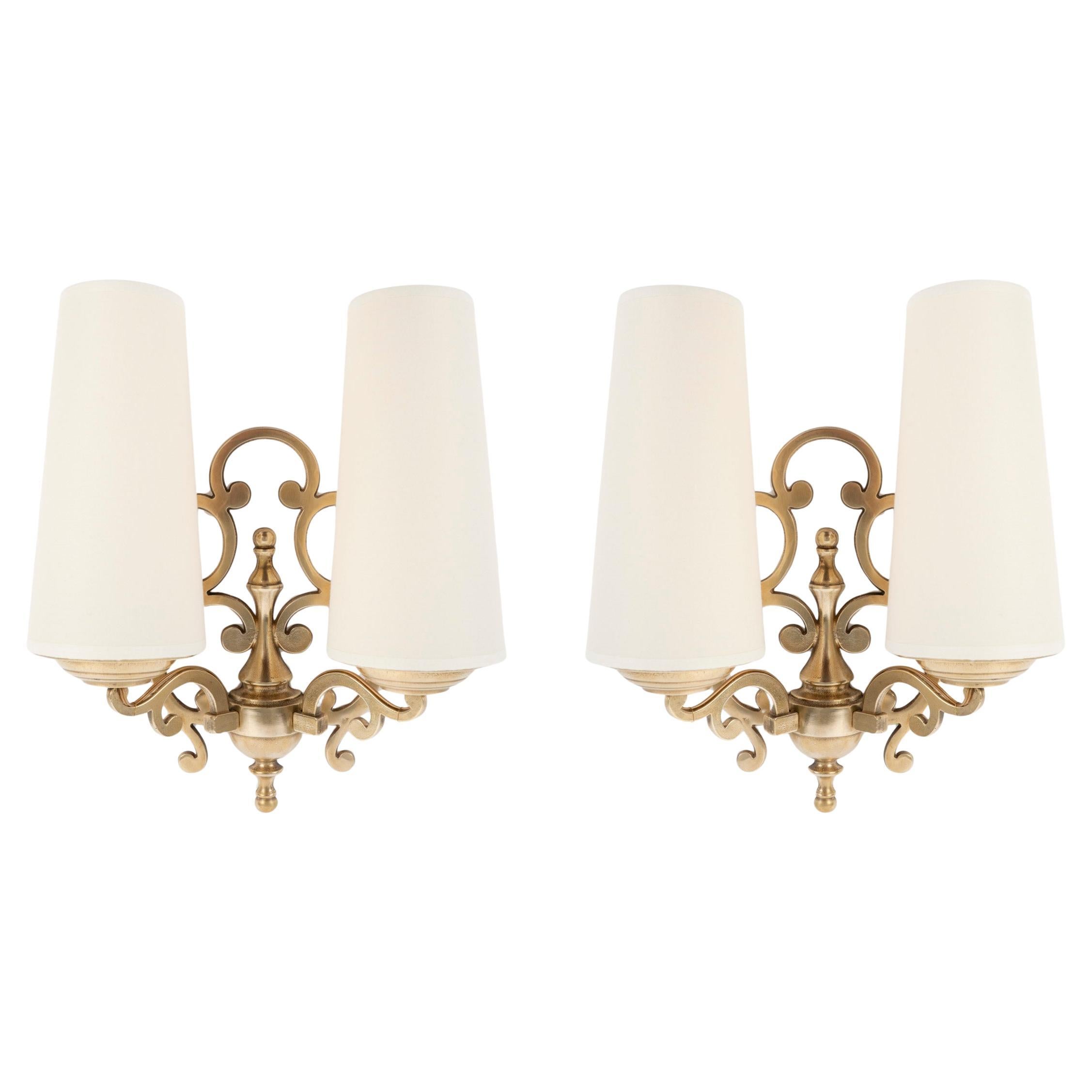 1960 Paire d'appliques en bronze Maison Roche