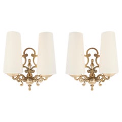 1960 Coppia di lampade da parete in bronzo Maison Roche