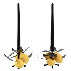 1960 Pair of Candle Holders "3 Lemons" Atelier Cerenne of Vallauris