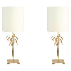 1960 Pair of Charles House Foliage Lamps in bronze and gilded brass