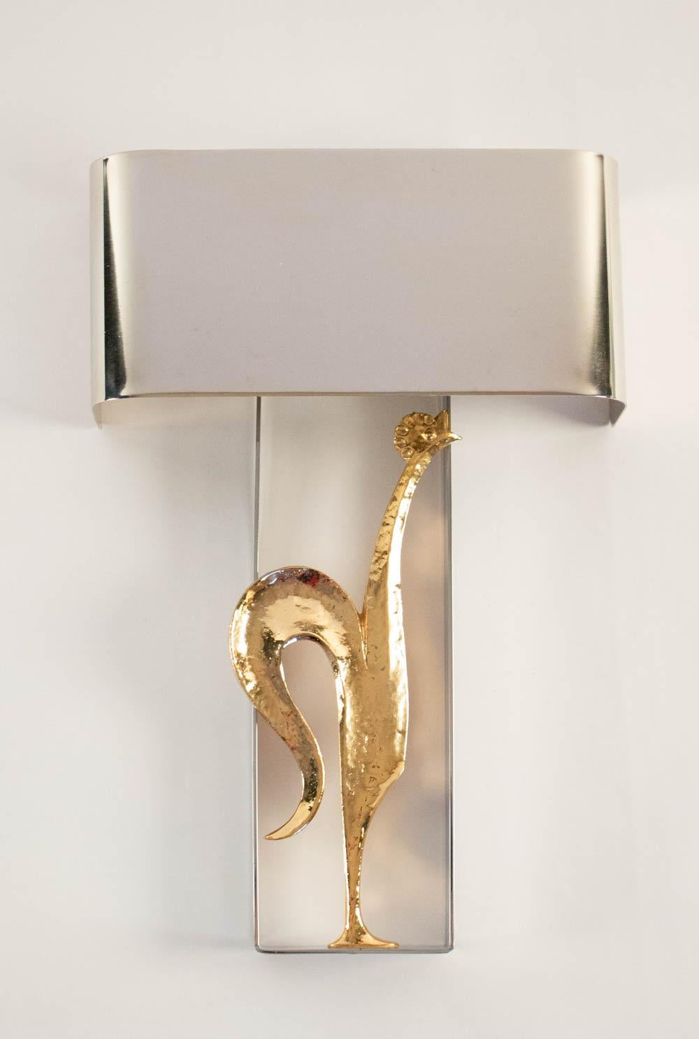 1960 Pair of Gilt Bronze and Silvered Sconces from the Maison Charles In Good Condition In Saint-Ouen, FR