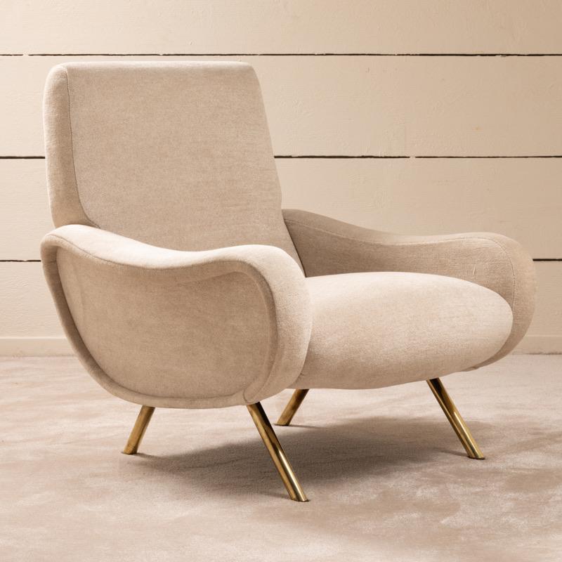 Mid-Century Modern 1960 Pair of “LADY” armchairs by Marco Zanuso