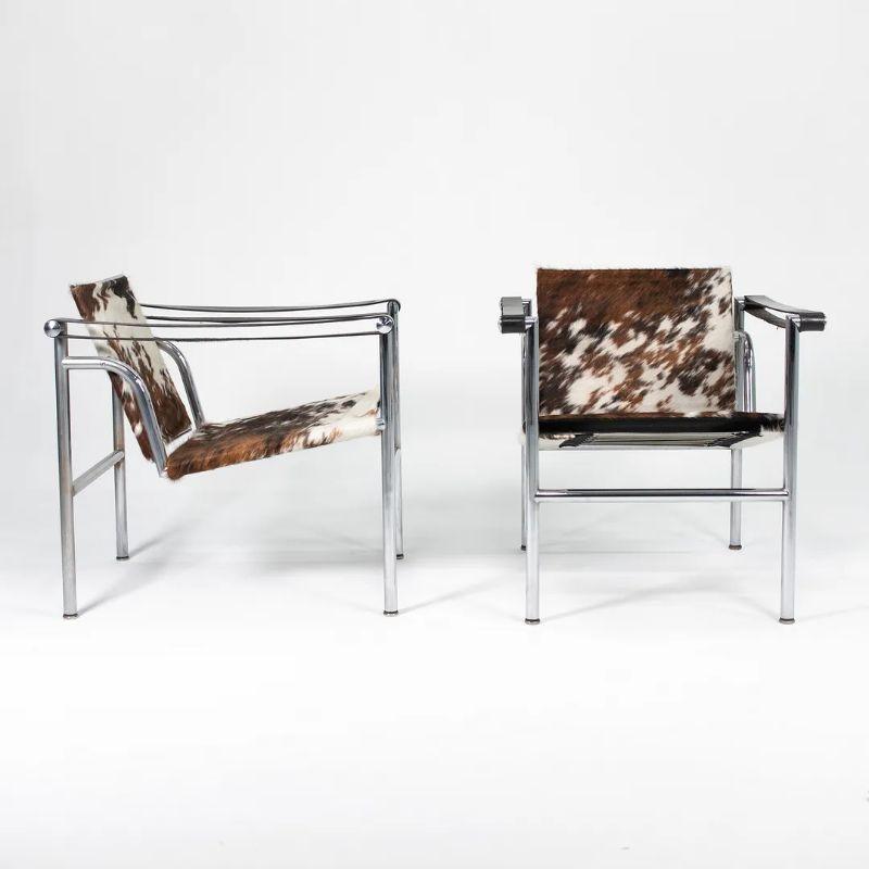 1960 Pair of LC1 Basculant Chair in Cowhide by Perriand Jeanneret & Le Corbusier 4
