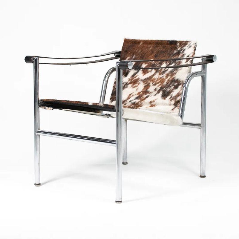 Italian 1960 Pair of LC1 Basculant Chair in Cowhide by Perriand Jeanneret & Le Corbusier