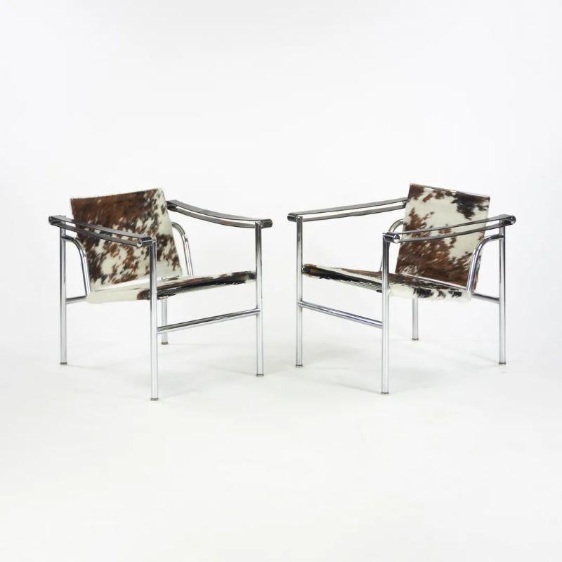 1960 Pair of LC1 Basculant Chair in Cowhide by Perriand Jeanneret & Le Corbusier 1