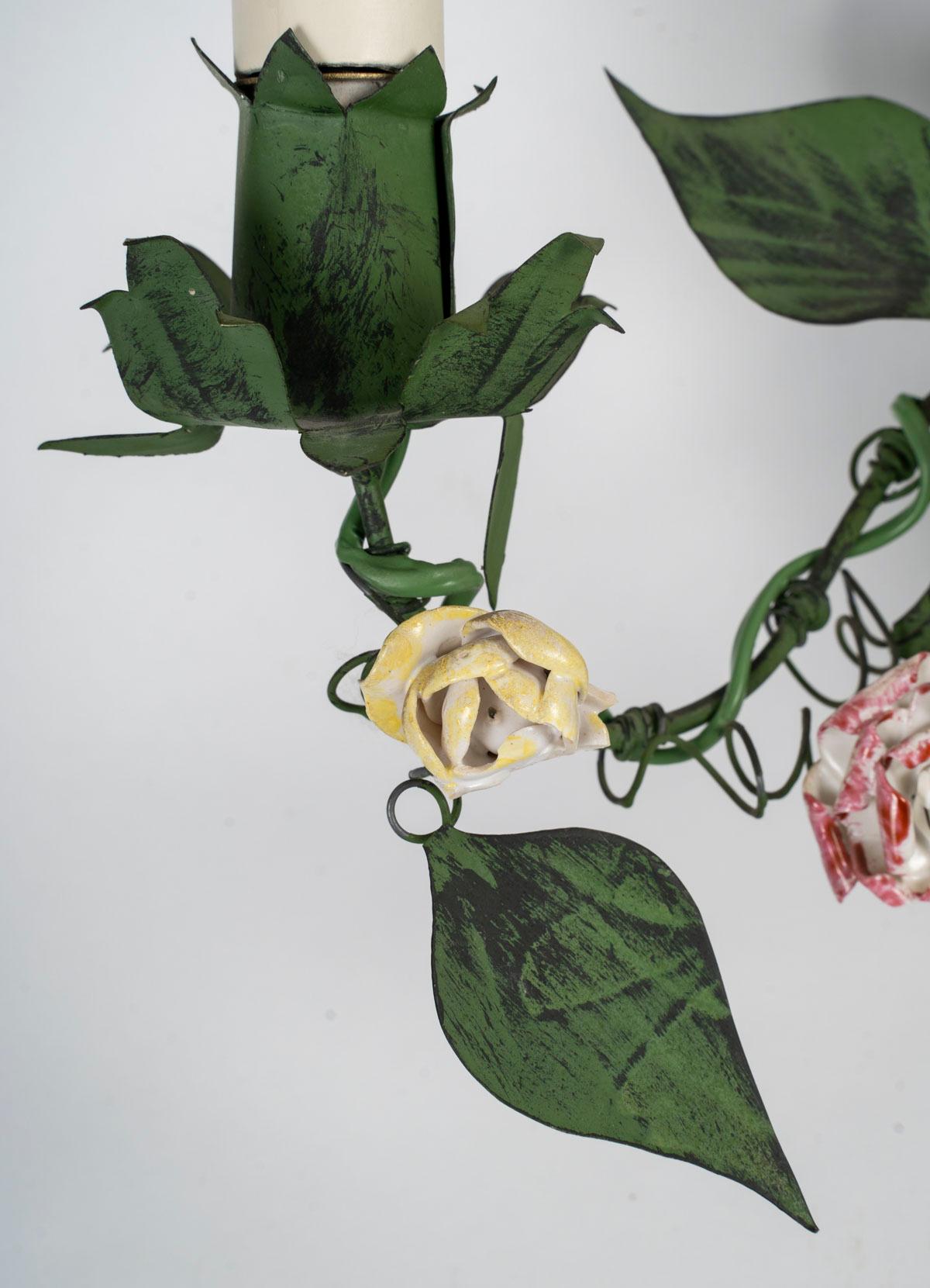 1960 Paar Maison Honoré Liseron Porzellan Blumenampeln (Französisch) im Angebot