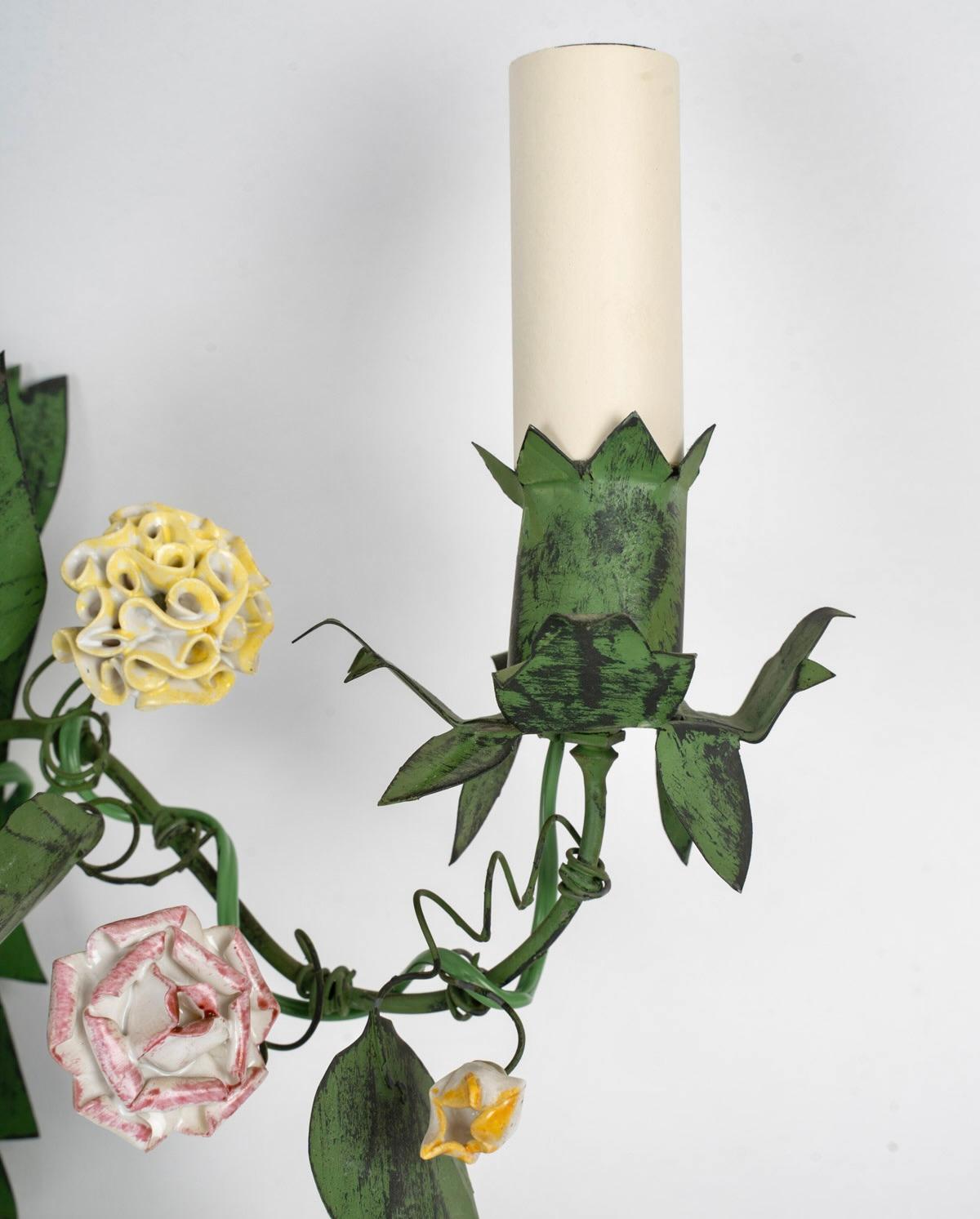 1960 Paar Maison Honoré Liseron Porzellan Blumenampeln im Zustand „Gut“ im Angebot in Saint-Ouen, FR