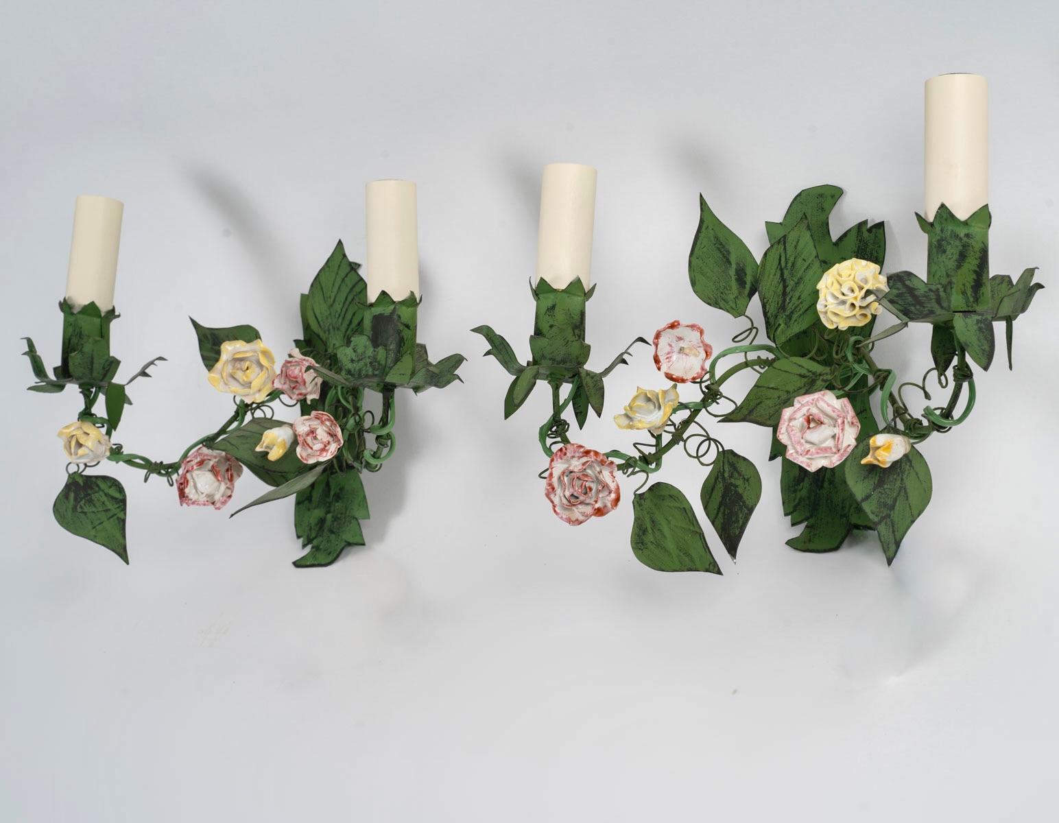 1960 Paar Maison Honoré Liseron Porzellan Blumenampeln im Angebot 2