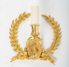 1960 Paire d'appliques murales en bronze Lyre Maison Lucien Gau