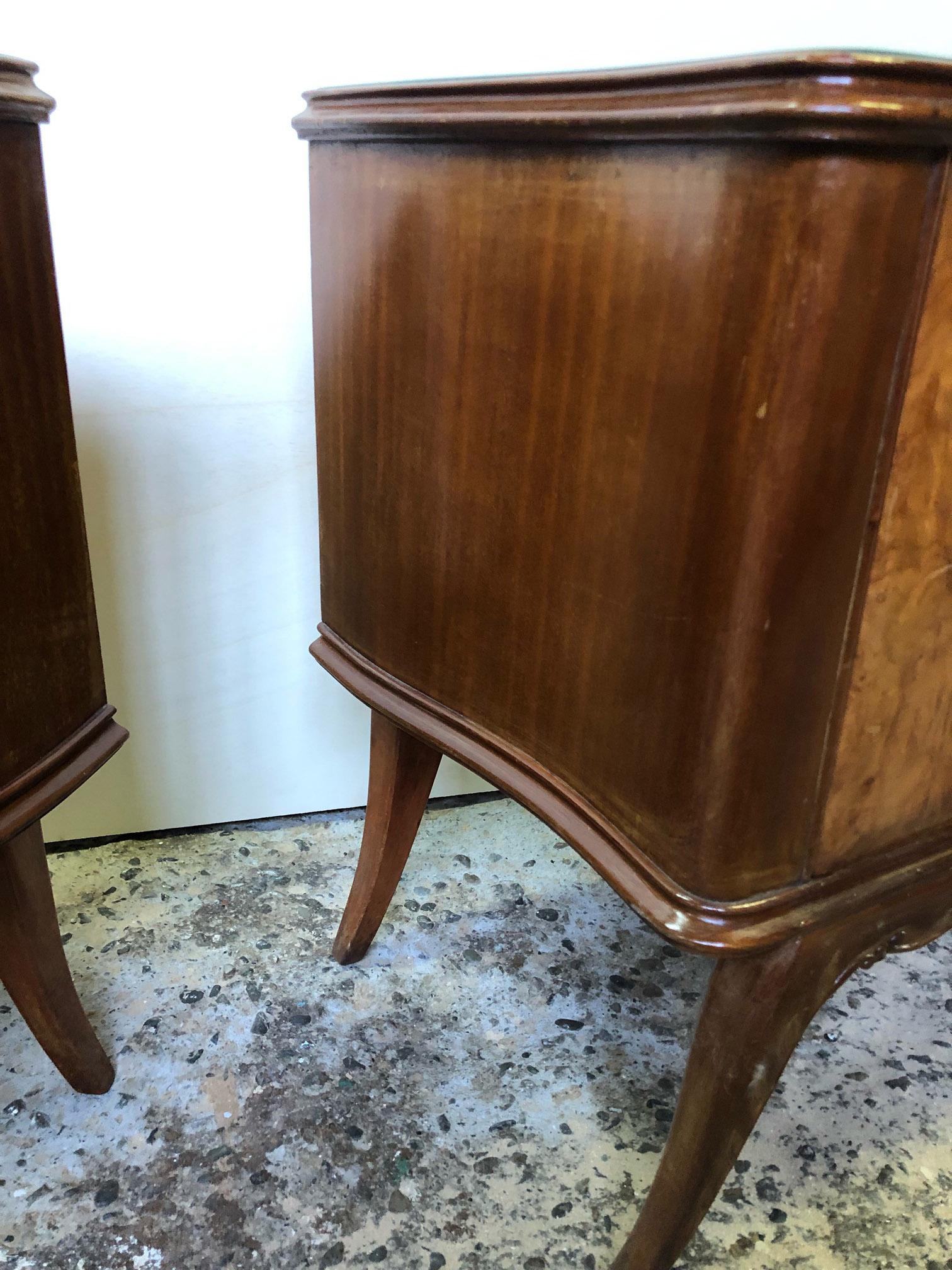 Mid-20th Century 1960  Uncommon Pair of Italian  Nightstands Originals briar  For Sale