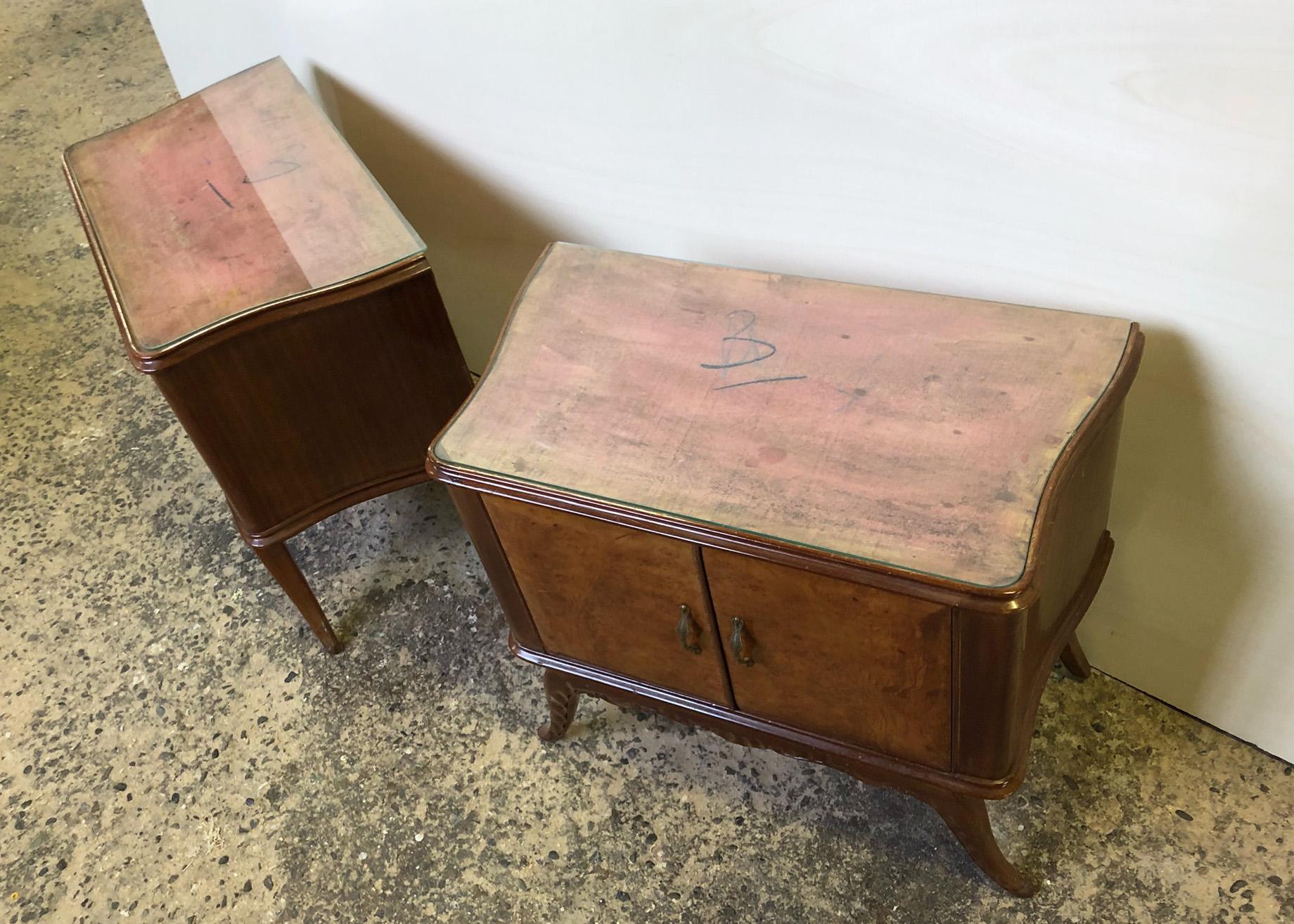 1960  Uncommon Pair of Italian  Nightstands Originals briar  For Sale 1