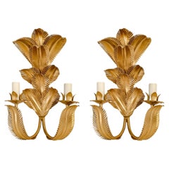 Antique 1960 Pair of Maison FlorArt "Palmier" sconces