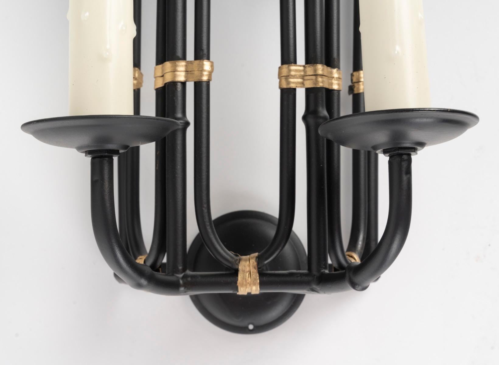 1960 Coppia di applique giapponesi in ferro battuto di Maison Honoré In condizioni buone in vendita a Saint-Ouen, FR