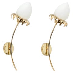1960 Pair of Maison Roche Floral Wall Lights