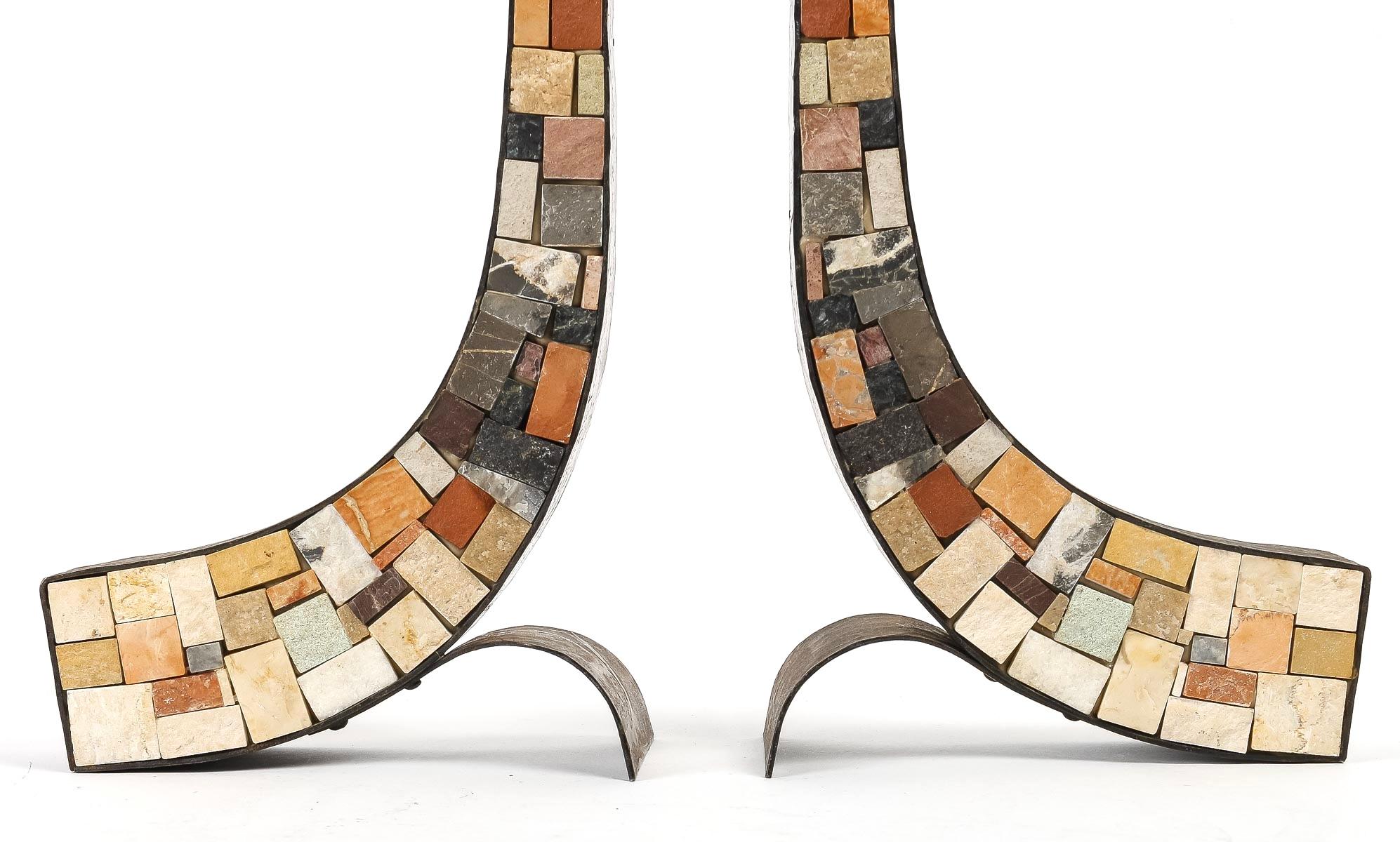 Mid-20th Century 1960 Pair of mosaic candlesticks Atelier Vallauris For Sale