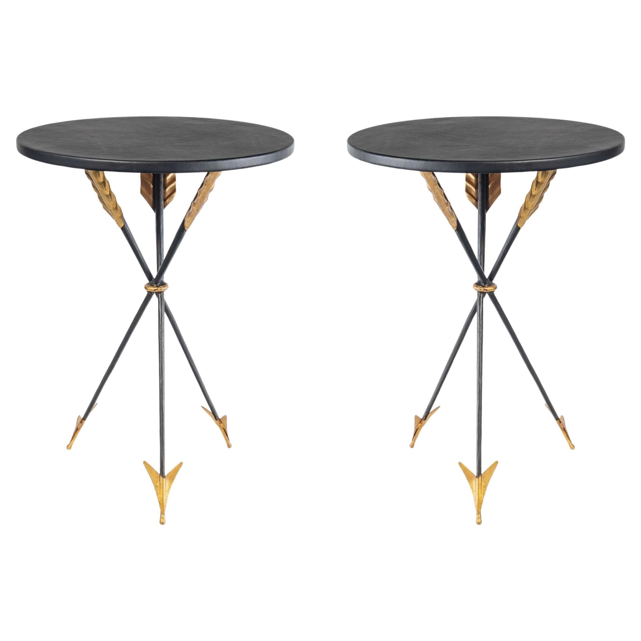 1960 Pair of Neo-Classic Pedestal Tables Maison Roche