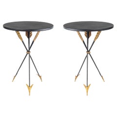 1960 Pair of Neo-Classic Pedestal Tables Maison Roche