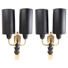 1960 Pair of Sconces "Feuille De Chêne" Maison Honoré