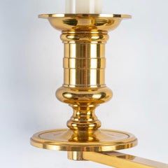 1960, Pair of Sconces with Pivoting Arm in Gilded Bronze by Maison Jansen