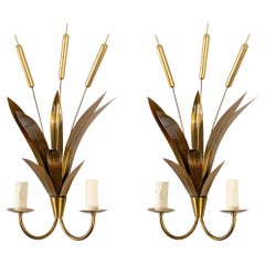 1960 Pair of Wall Lights "Bouquet of Rushes Maison FlorArt