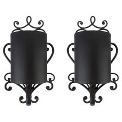 1960 Paar schmiedeeiserne Wandleuchten Maison Honoré