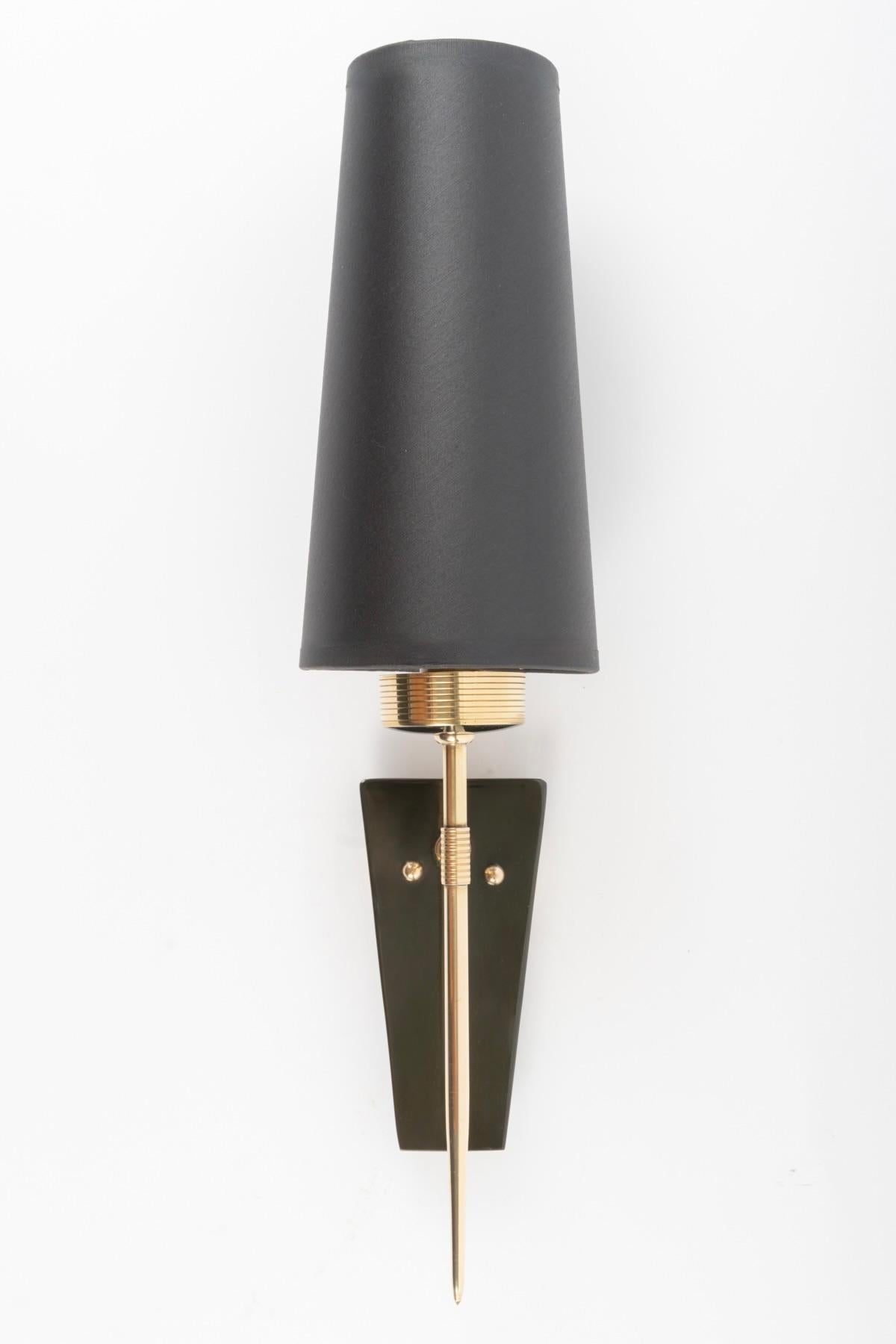 Brass 1960 Pair of wall lights Maison Arlus For Sale