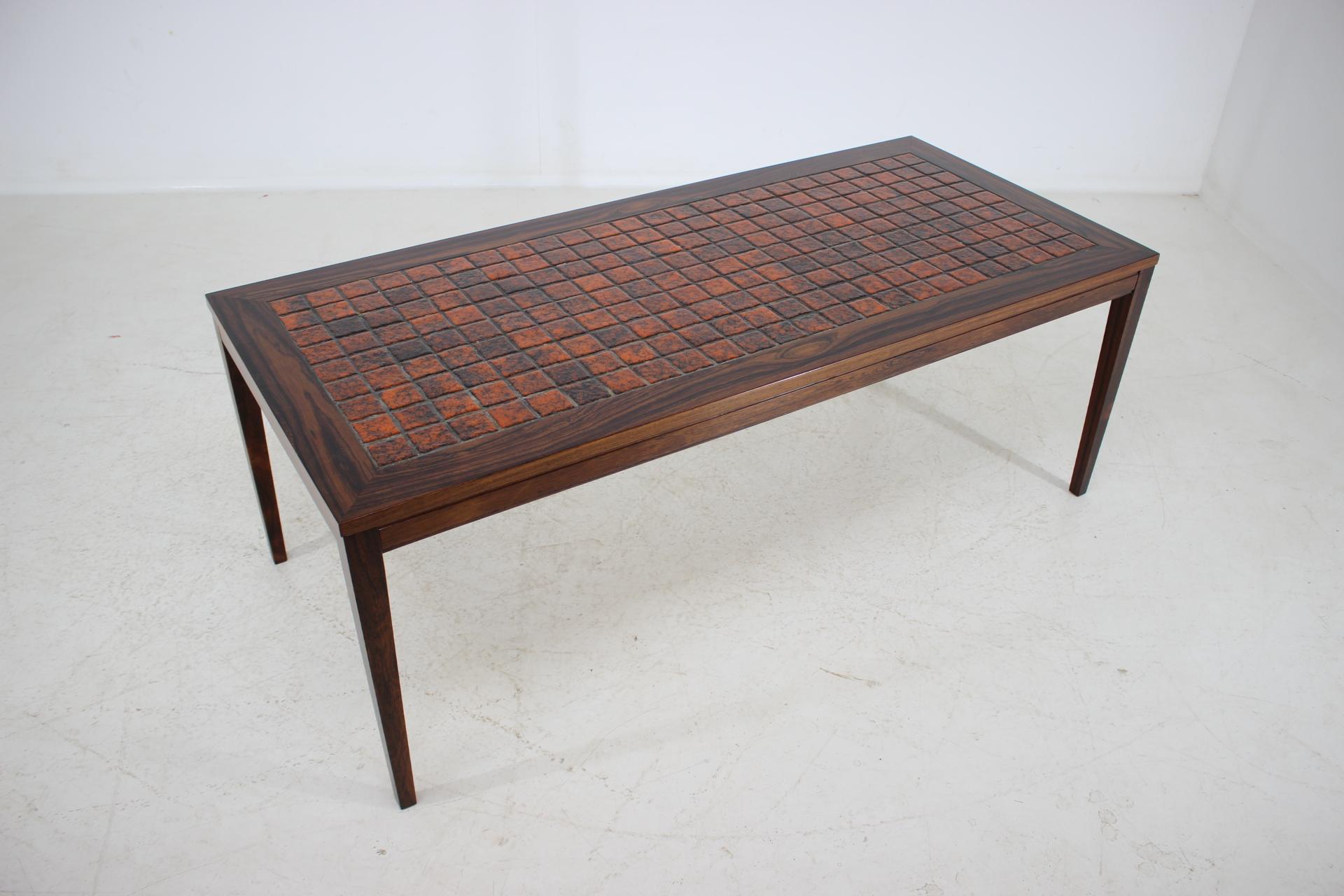 1960 Palisander and Tile Coffee Table, Denmark 1