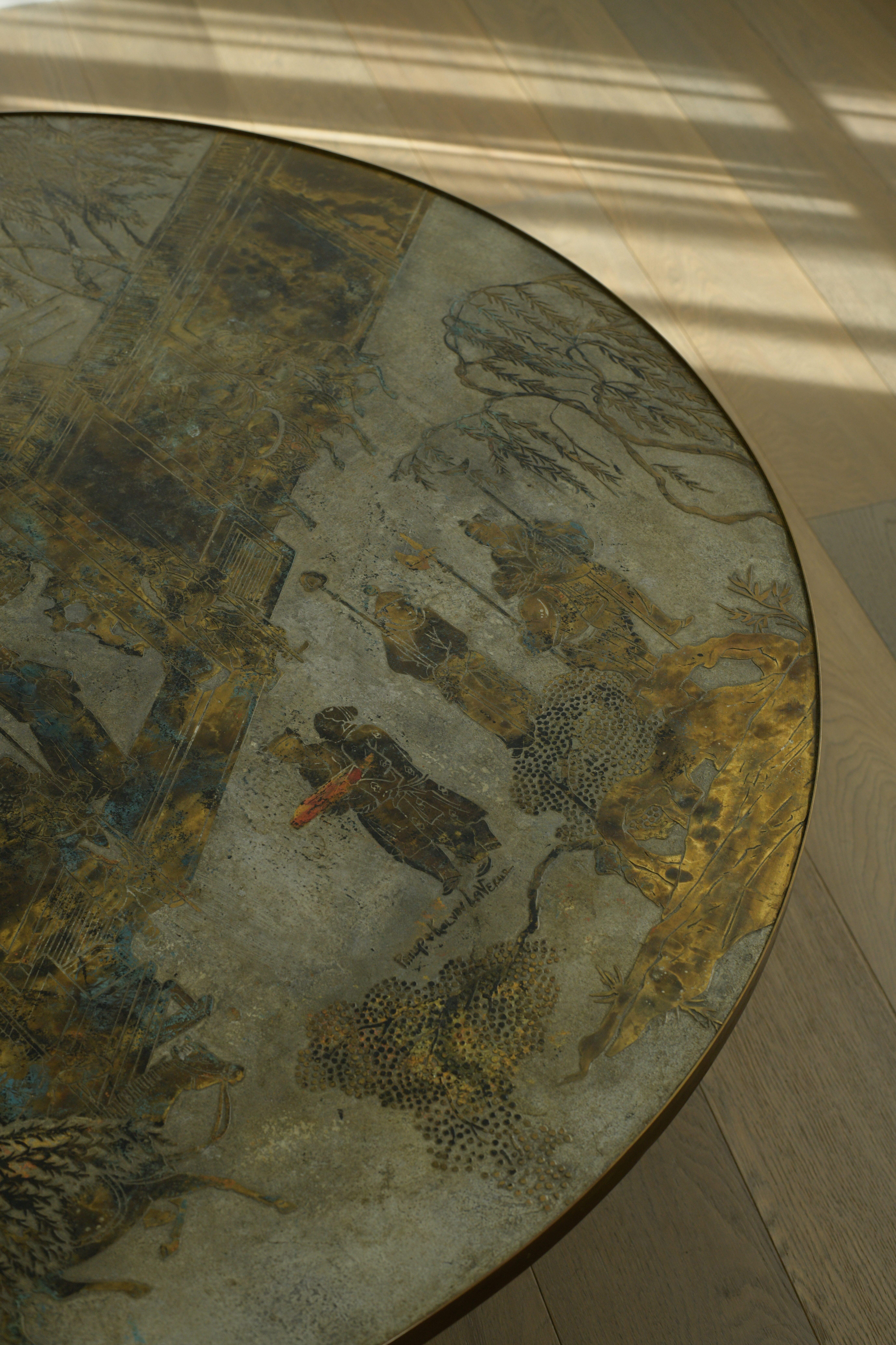 1960 Philip And Kelvin Laverne Chan Circular Coffee Table In Good Condition For Sale In Los Angeles, CA
