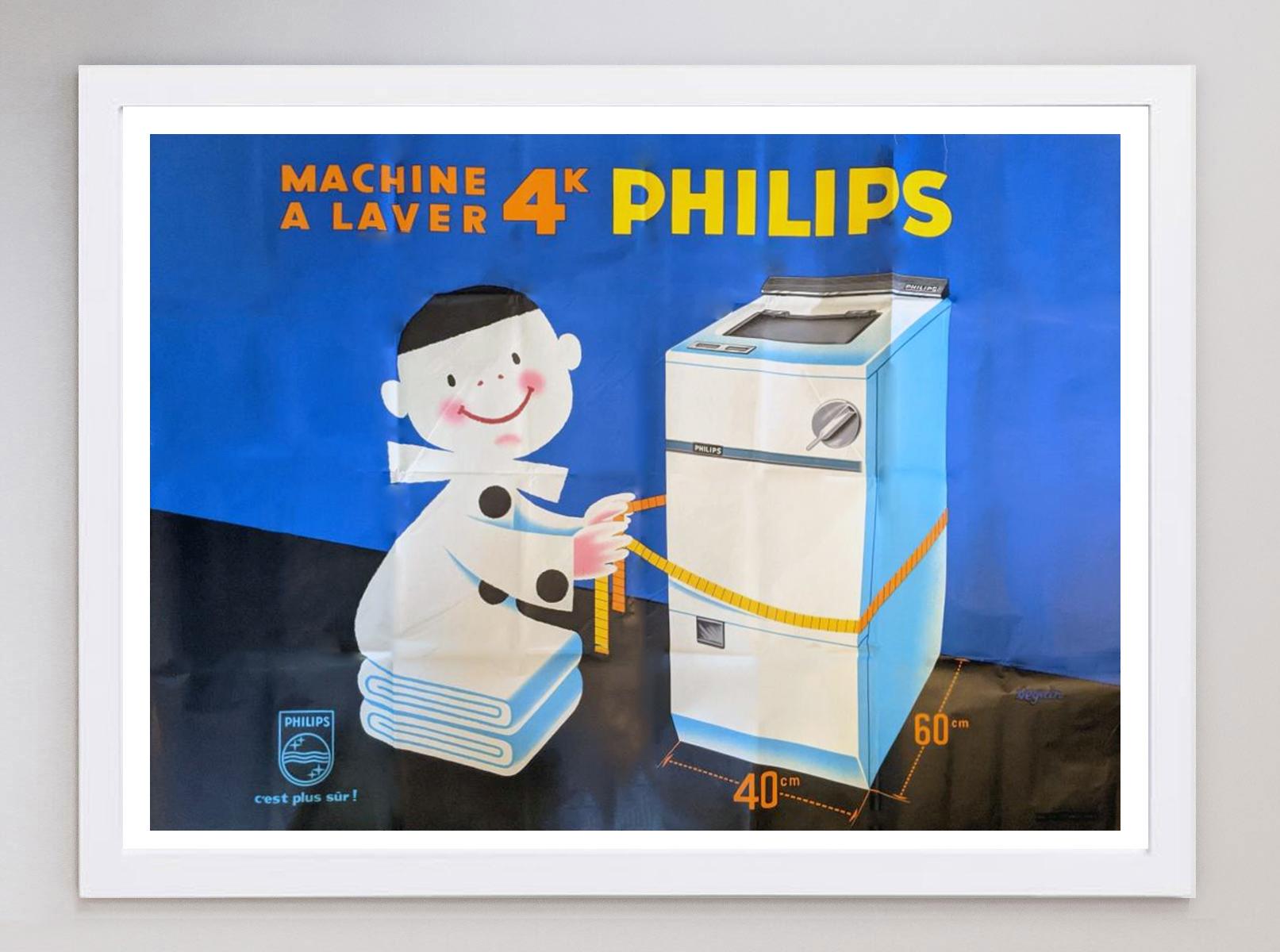 1960 Philips, Machine a Laver Original Vintage Poster In Good Condition For Sale In Winchester, GB