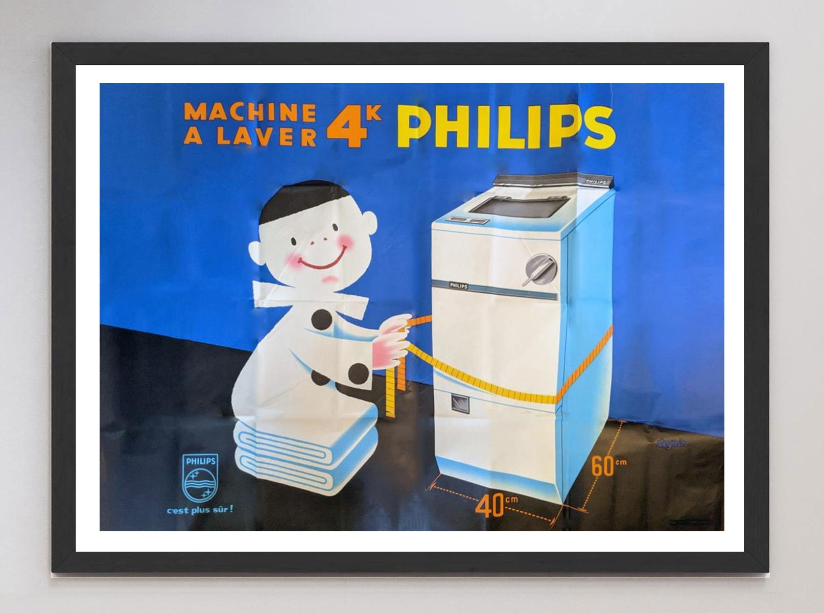 Mid-20th Century 1960 Philips, Machine a Laver Original Vintage Poster For Sale