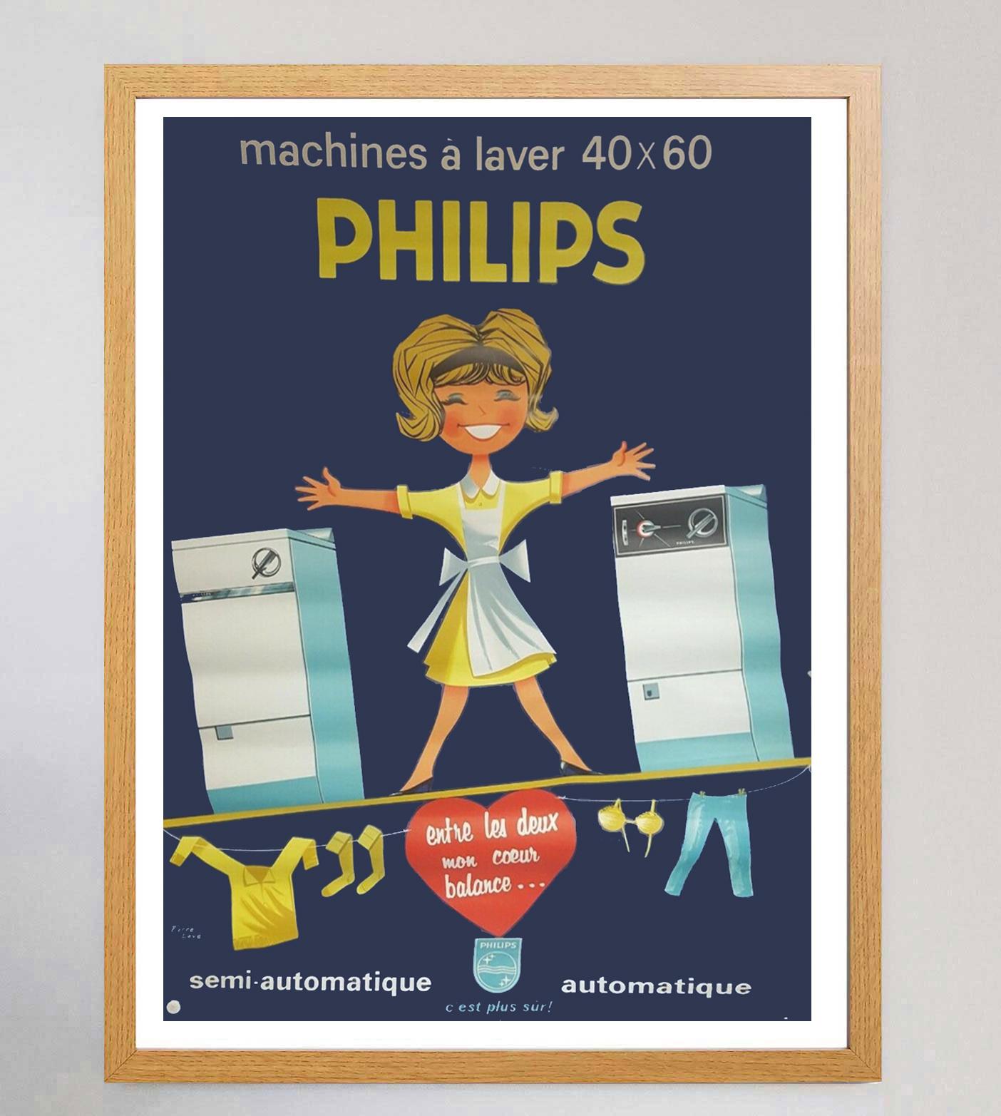 1960 Philips, Machines A Laver Original Vintage Poster In Good Condition For Sale In Winchester, GB