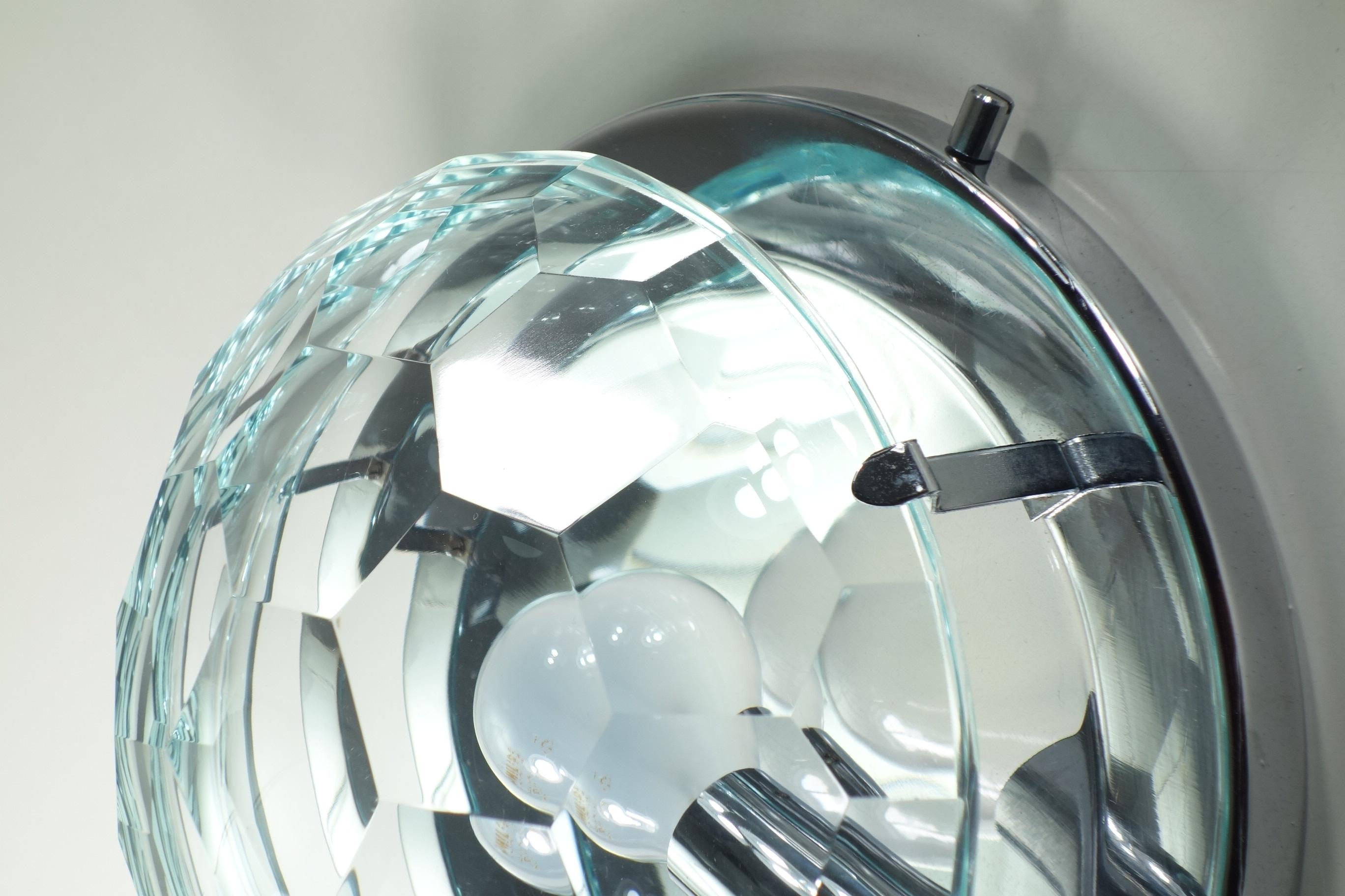 Mid-20th Century 1960 Lumi Italian Space Age Design Crystal Facetted Chrome Wall Lamps For Sale