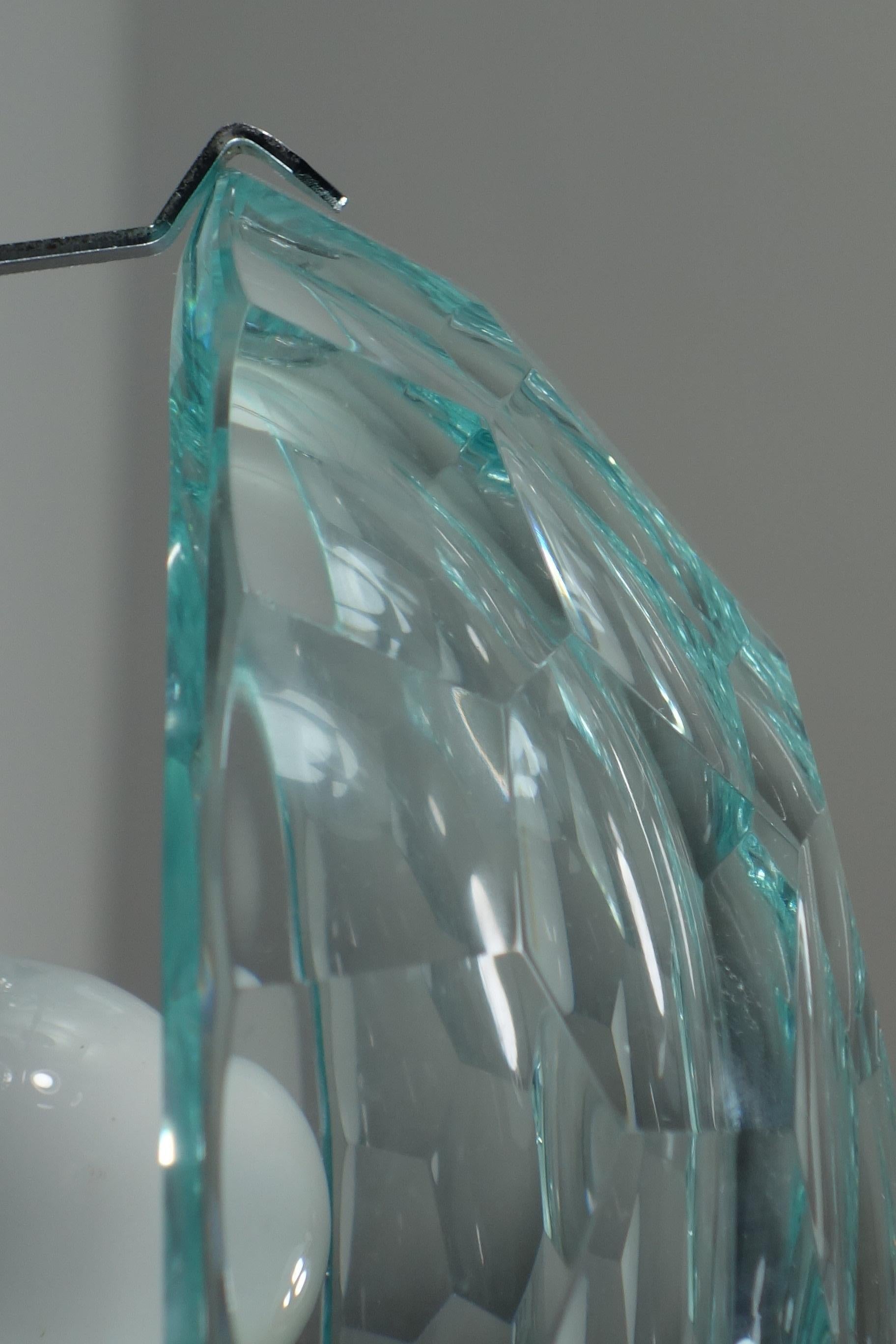 1960 Lumi Italian Space Age Design Crystal Facetted Chrome Wall Lamps For Sale 4