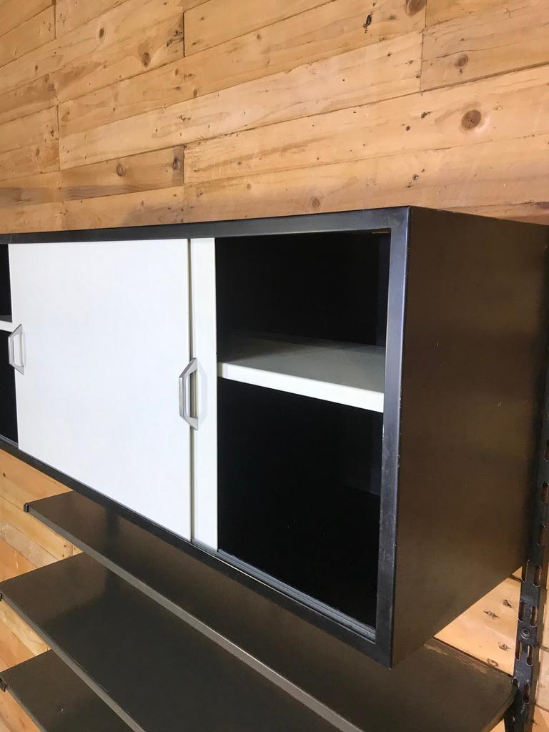 20th Century 1960 Pilastro Tomado Retro Industrial Wall Unit a Large Cupboard and 3 Shelves For Sale