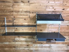 1960 Retro Pilastro Tomado Two Section Wall Unit with Desk Light and Two Shelves