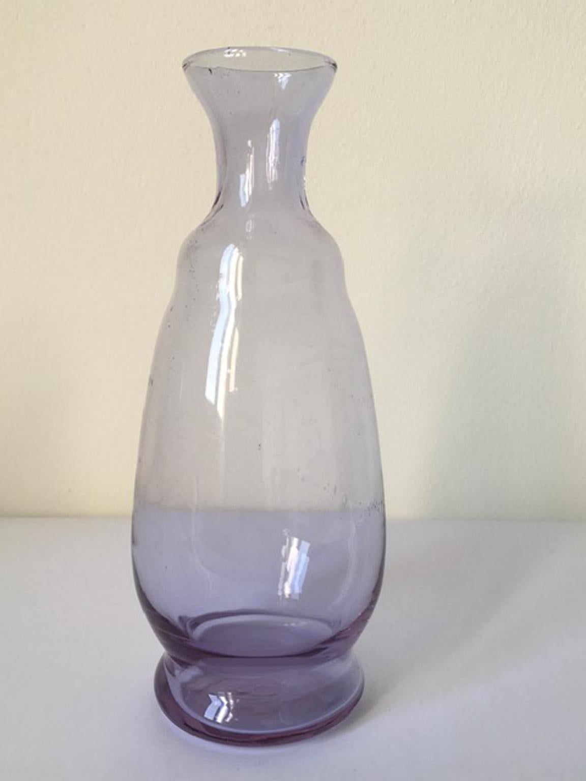 Italy 1960 Post-Modern Murano Purple Blown Glass Bottle For Sale 4