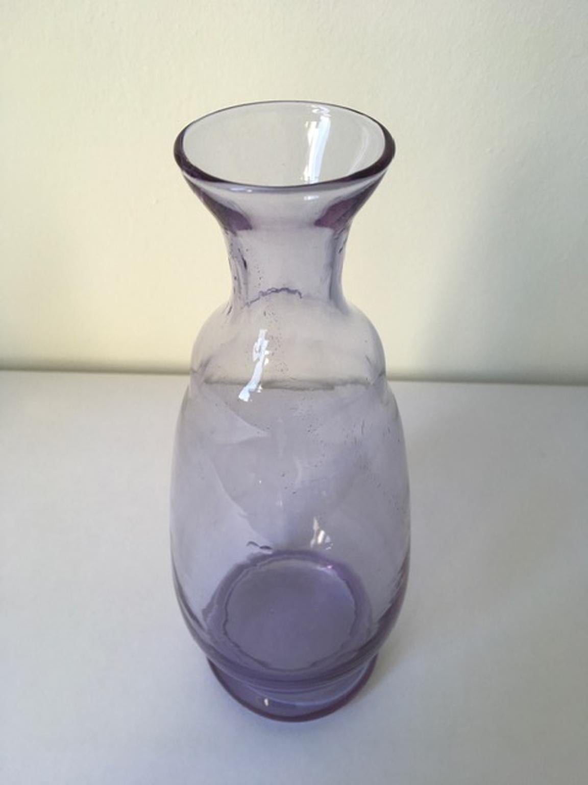 Italy 1960 Post-Modern Murano Purple Blown Glass Bottle For Sale 6