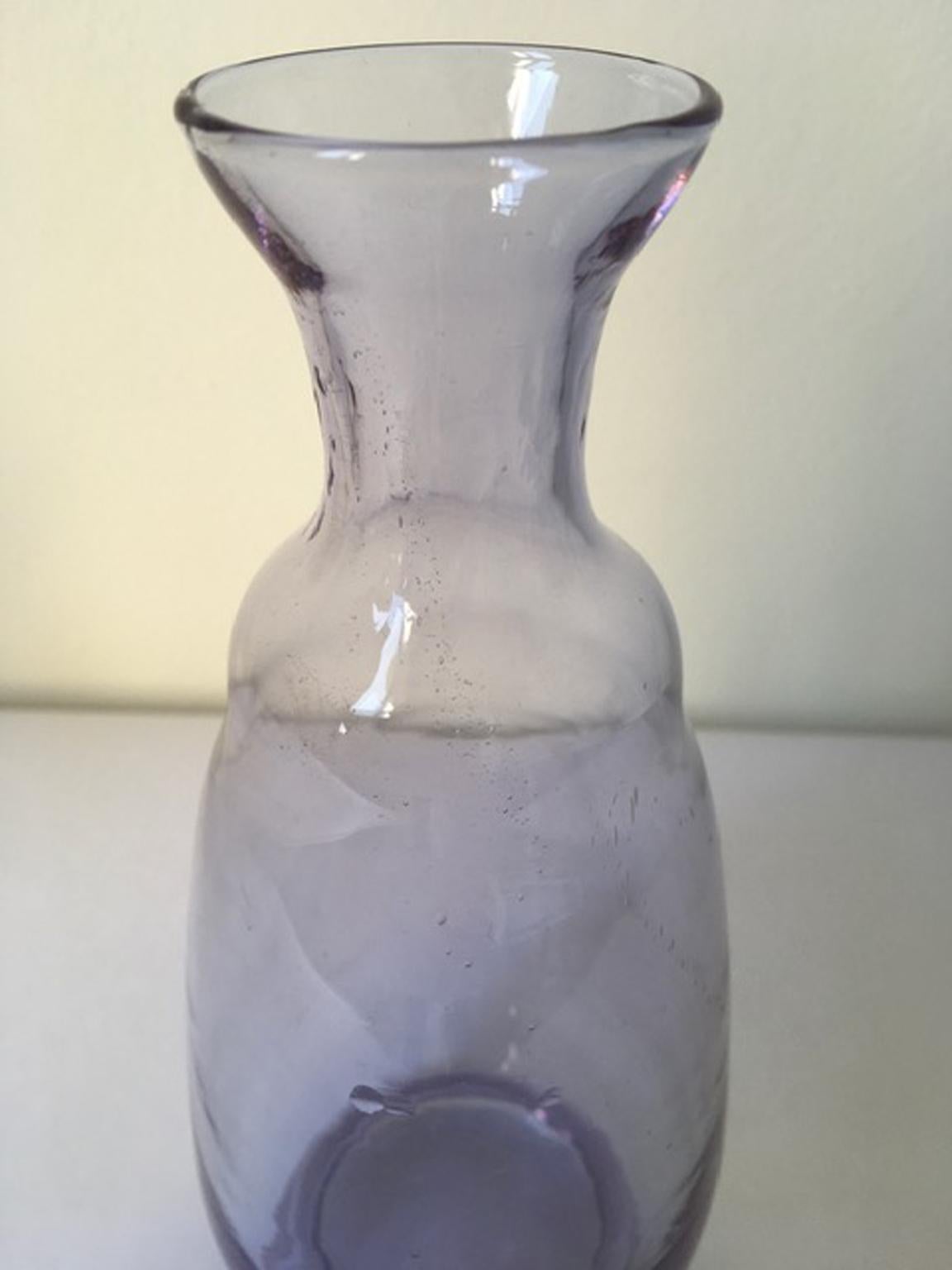 Italy 1960 Post-Modern Murano Purple Blown Glass Bottle For Sale 7