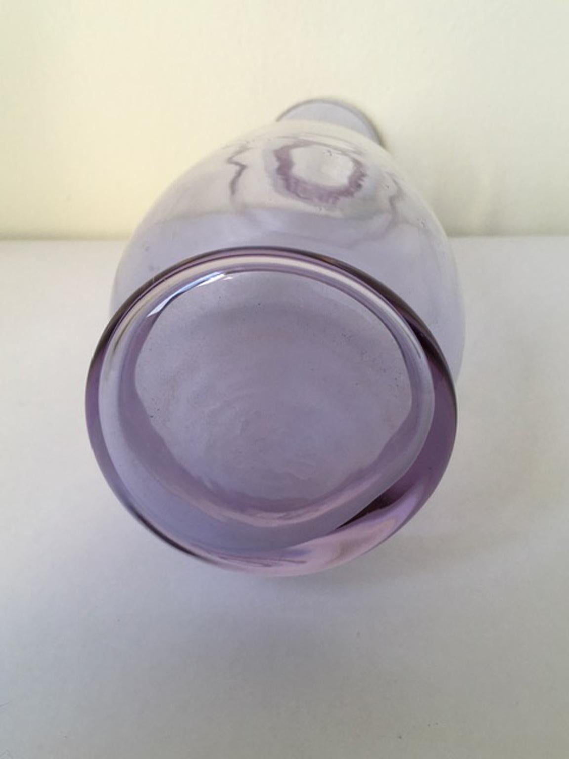 Italy 1960 Post-Modern Murano Purple Blown Glass Bottle For Sale 1