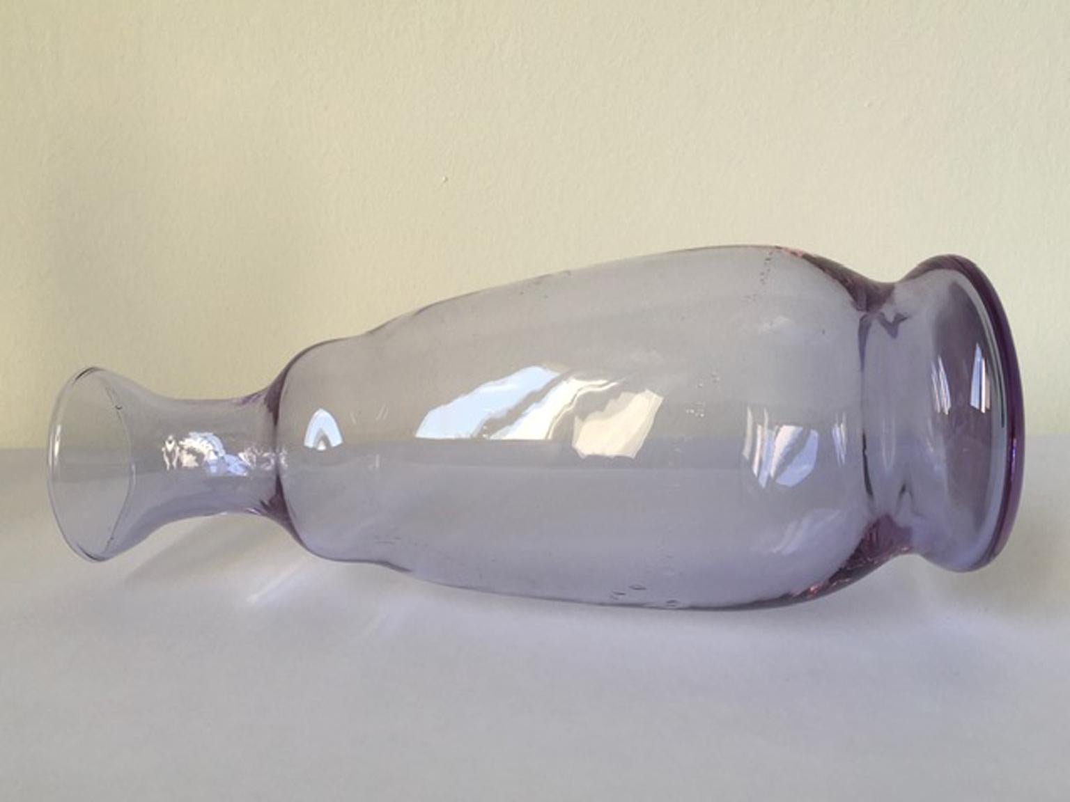 Italy 1960 Post-Modern Murano Purple Blown Glass Bottle For Sale 2