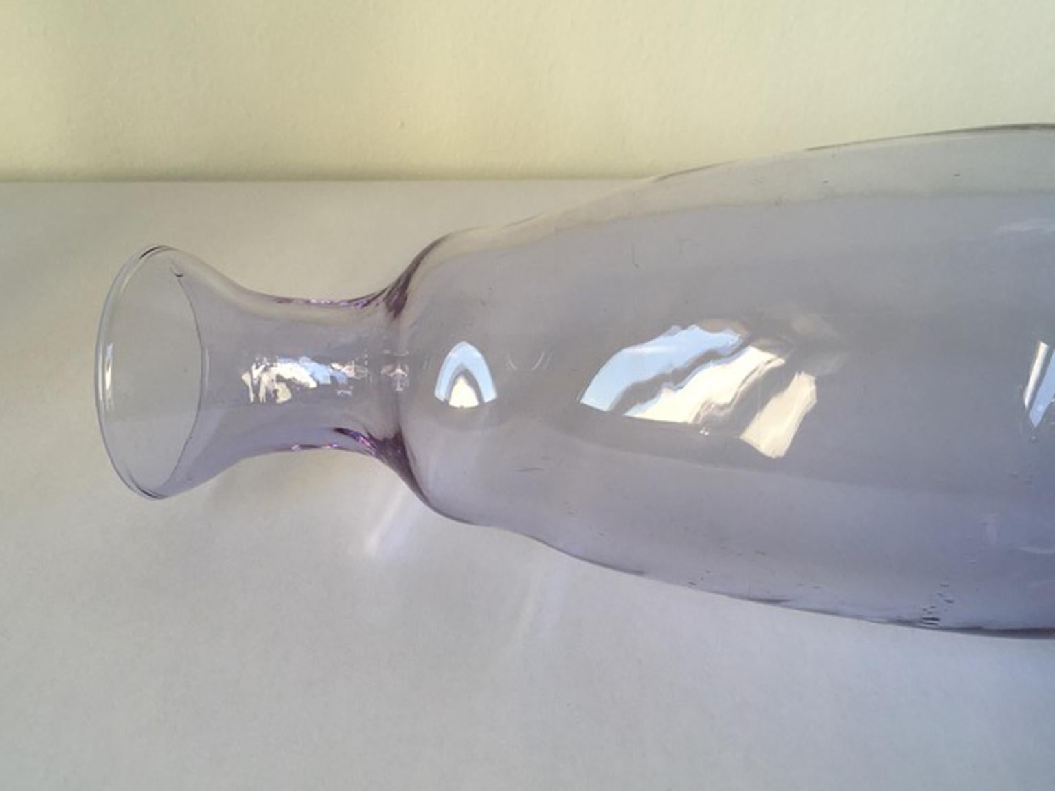 Italy 1960 Post-Modern Murano Purple Blown Glass Bottle For Sale 3