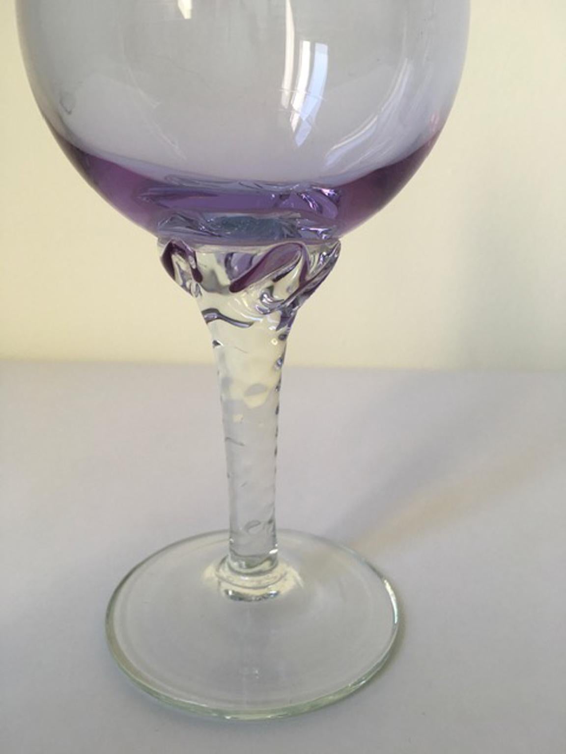 Hand-Crafted Italy 1960 Post-Modern Murano Blown Glass Goblet For Sale