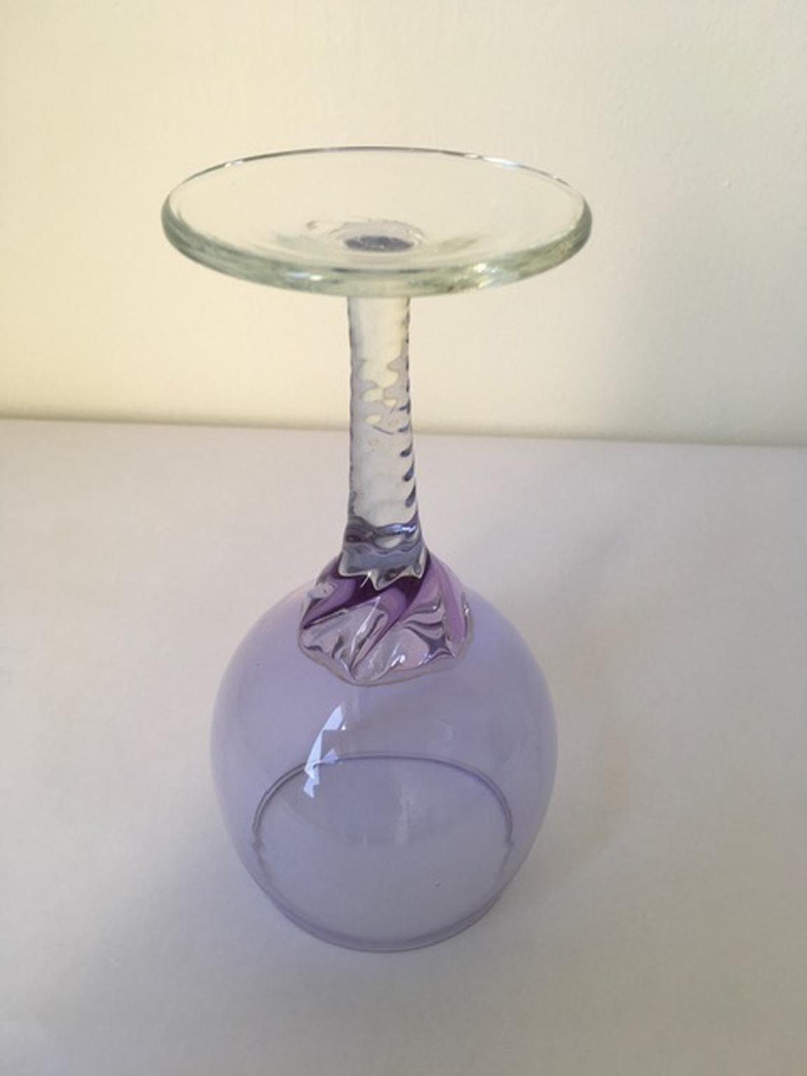 Italy 1960 Post-Modern Murano Blown Glass Goblet For Sale 3