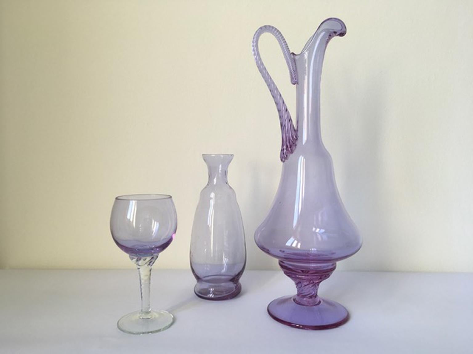 Flacon en verre de Murano soufflé post-moderne de 1960, Italie en vente 10