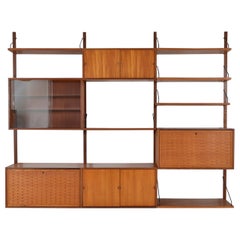 1960 Poul Cadovius Modular 3-Bay Teak Danish Royal System Wall Unit Shelving Bar