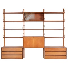 Vintage 1960 Poul Cadovius Teak 3-Bay Danish Royal System Wall Unit Shelving Desk Bureau
